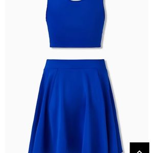 Torrid Electric Blue Scuba Knit Crop Top and Mini Skirt Set
